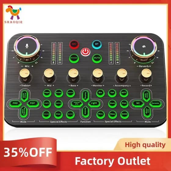Mixer De Áudio Para Jogos K600 , Suporte Microfone XLR , Streaming , Placa De Som Ao Vivo