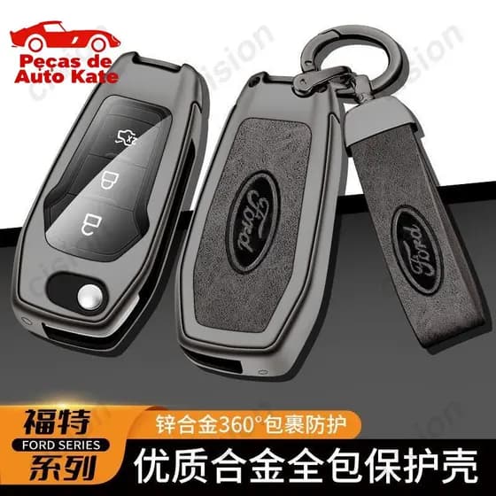 Capa de Chave de Carro Flip de Metal de Liga de Zinco para Ford Ranger Wildtrak T6 Fiesta Mo TZXC
