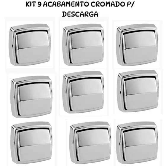 Kit com 9 Acabamentos Cromados para Válvula de Descarga Padrão Deca/Hydra