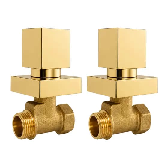 2 Registros de Pressão 16 Estrias Padrão Deca + 2 Acabamento Quadrado Dourado Metal