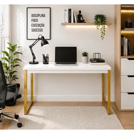 Mesa Escritório Escrivaninha Estilo Industrial 90cm | Home Office, Estudos e Penteadeira