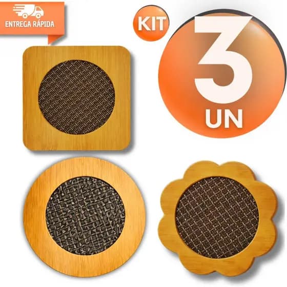 Utensílios Descanso MDF 16,5CM de Panela Formas Quente Bambu Resistencia Durabilidade Praticidades