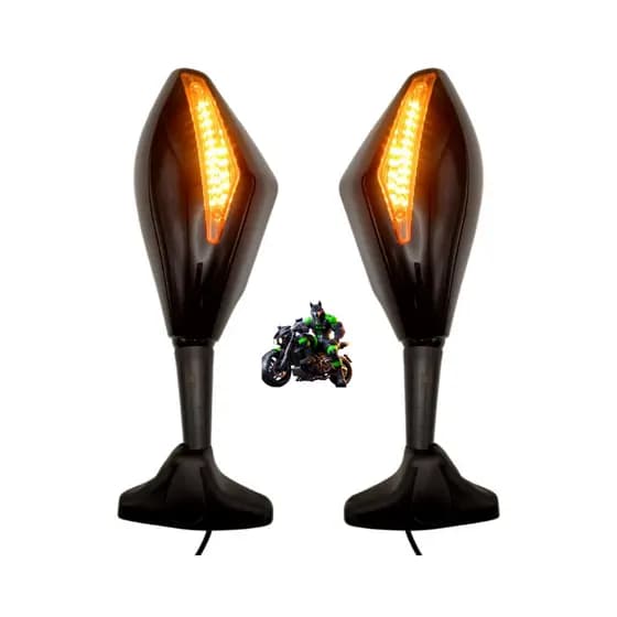 Retrovisor Com Pisca Seta Led Rebatível Universal Para Motos Carenadas PRETO