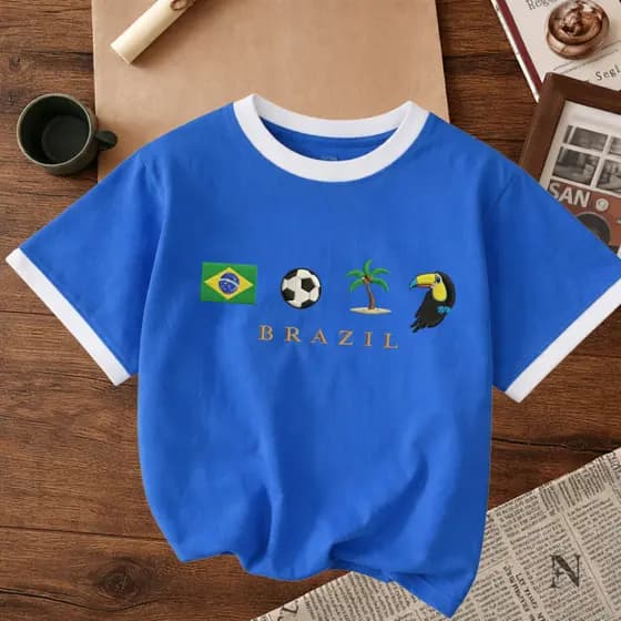 Camiseta Feminina Camisa Brasil Amarela Copa do Mundo Manga Curta Futebol Confortável Algodão