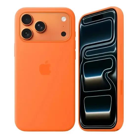 Capa Capinha Case Para iPhone 17 Pro Max Silicone Premium + Laranja Lisa