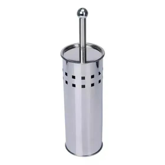 Escova Sanitária Inox Com Suporte Base E Cerdas Flexíveis Para Banheiro