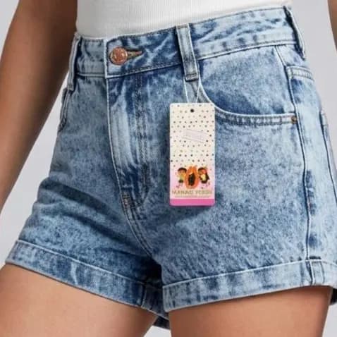 Short Bermuda Feminina Lavagem Média Adolescente Menina Regulagem Interna - 10 ao 16 - Luz Moda Inf