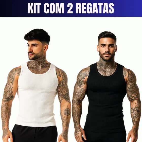 Kit 2 Regata Americano Canelada Masculina Básica 100% algodão lisa premium