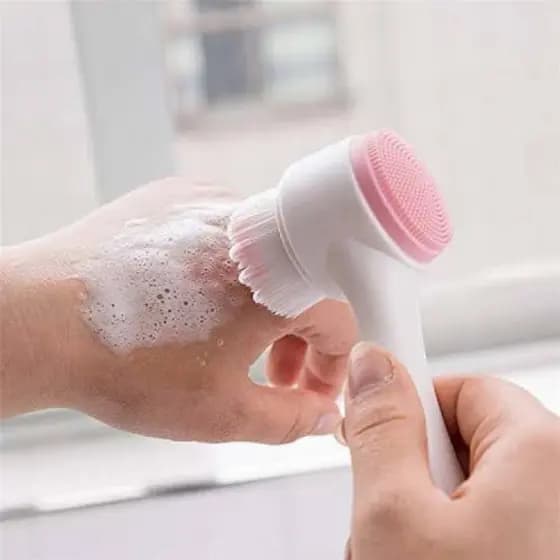 Escova Limpeza Facial 2 Em 1 Aparelho Massagem Esponja Cerdas Macias Dupla Face Escova De Limpeza De Cravos
