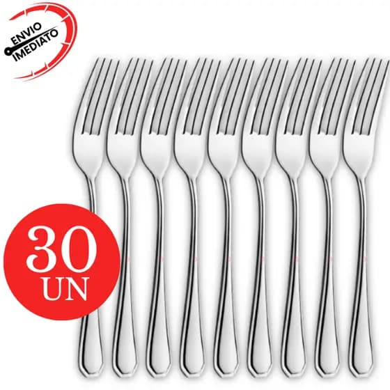 Kit 30 Garfo Sobremesa Aço Inox Elegante Doceria Churrascaria Pizzaria Restaurante Cafeteria Casa