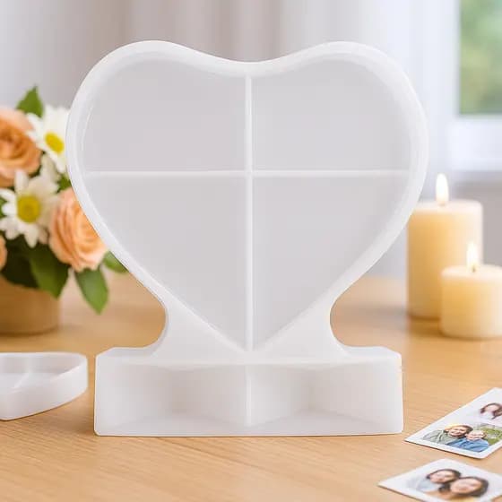 Molde Grande Coração Resina Silicone Artesanato Diy Branco