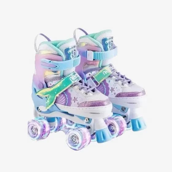 Patins roller 4 Rodas ARCO ÍRIS Com Luz De LED E Glitter Modelo Premium