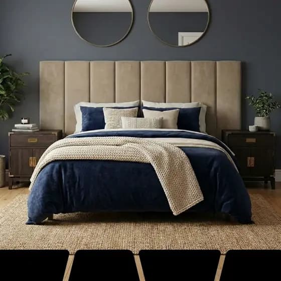 Kit de 5 ate 10 Placas de Cabeceira Estofado Auto Colante Para Cama Super King, Cama Box e Queen