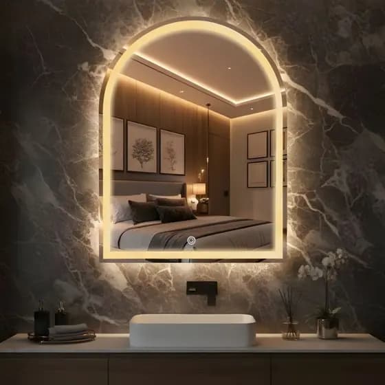 ESPELHO JANELA +OVAL+ORGANICO JAHZ COM ILUMINAÇÃO CORES DE LUZ LED + BIVOLT PARA PENTEADEIRA