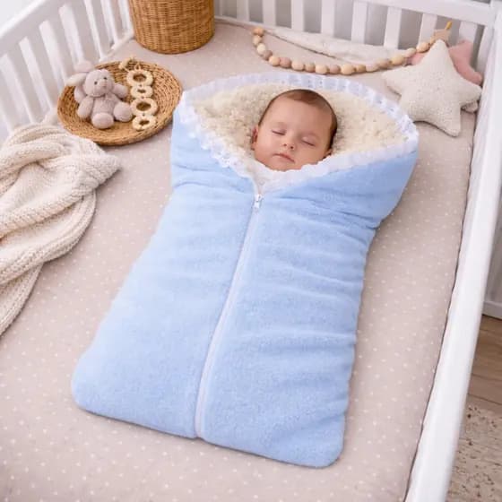 Saco De Dormir Bebê Sherpa Quentinho Soft Fleece Com Zíper