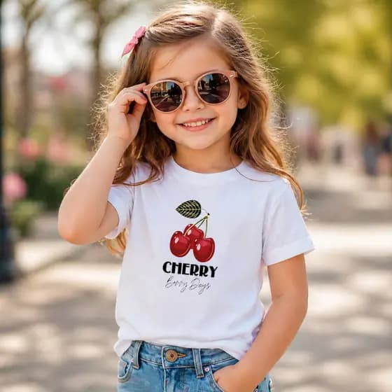 Camiseta Tshirt Infantil Criança Juvenil Bebê Unissex Algodão100% Passeio Casual Cereja Cherry