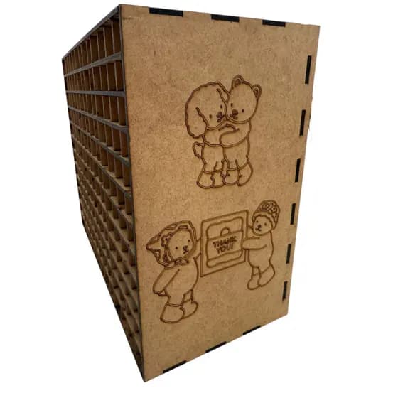 Nicho Suporte Para Canetas Mdf Cru Com Desenhos Para Pintar