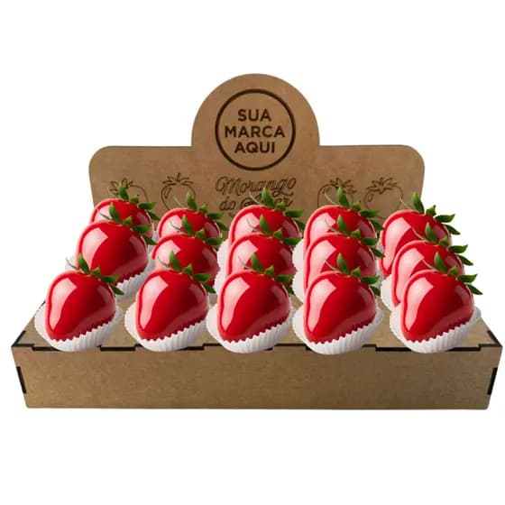 Kit 5 Bandeja Expositora Para Morango do Amor Personalizado Com Logo Em MDF Vai Montado Pronto Para Uso