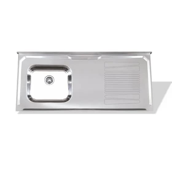 Pia Cozinha Standard 120cm c/ Cuba Esquerda Inox Durável Resistente Manchas p Louça Pesada