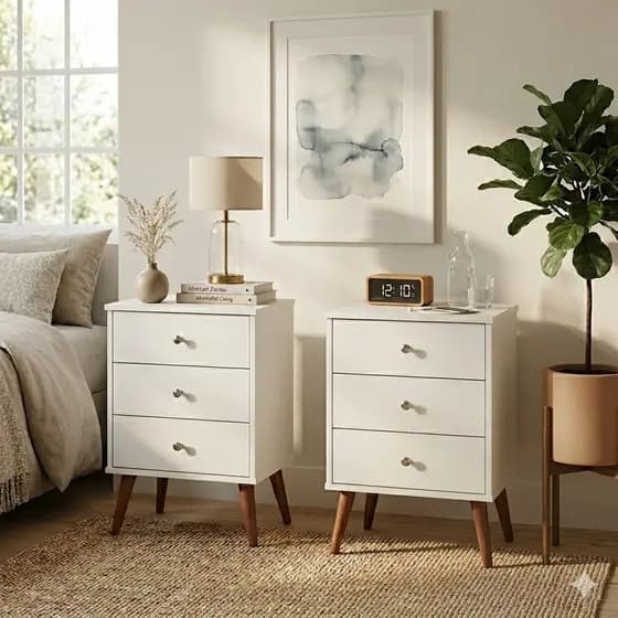 Kit Com 2 Mesas Cabeceira Quarto Decoração Moderna, Lateral Cama Organizadora - MIX - Cores