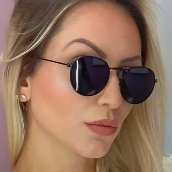 Óculos de Sol Redondo Retrô UV400 Feminino Masculino Metal Vintage Estilo Clássico