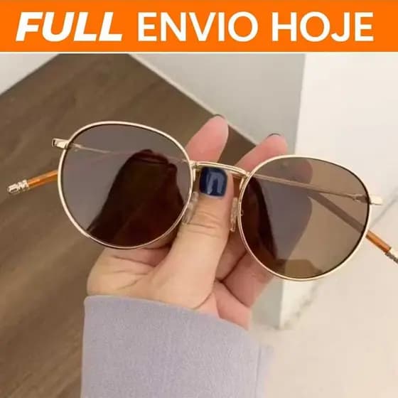Óculos Sol Feminino Redondo Metálico Inspire Chicago Estilo Retrô Unissex UV400 Premium