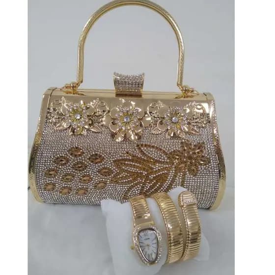 Kit Bolsa + Relógio De Luxo