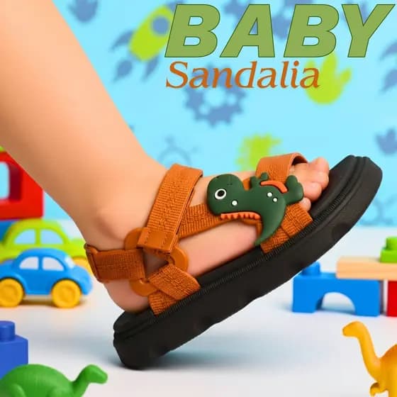 Sandália Papete Dino Baby Menino Confortável Leve e Segura Envio Imediato