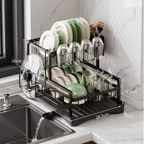 Escorredor de Louças Rack Aço Carbono Organizador Preto