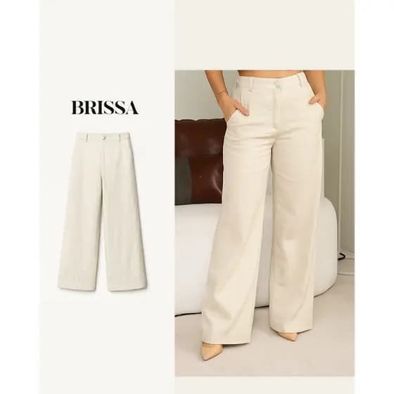 Calça Pantalona feminina wide leg cintura alta