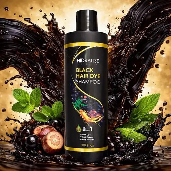 Shampoo Tonalizante Hair Dye 3 em 1 Preto 250ml Grande Escurecedor Tintura Com Extrato He Shou Wu