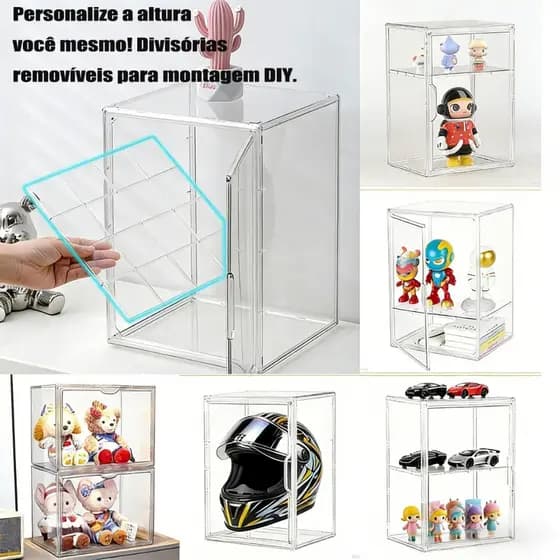 Box Caixa Organizadora Acrílico Transparente Para guardar capacetes, troféus e cosméticos, com uma divisória gratuita in