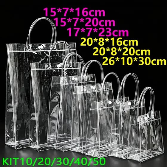 Sacola PVC transparente com alça Presentes 40/50 PCS Bolsa De Lembrança De Aniversário infantil natal Dia dos Namorados