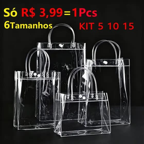 Bolsa De Lembrança De Aniversário Infantil Sacola Pvc Transparente Com Alça Presentes para de Natal casamentos festas