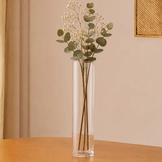 Vaso Tubo Cilíndrico de Vidro para Flores e Arranjos Decorativos 35cm, 50cm e 60cm