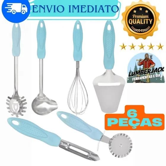 Cozinha Blue KIT 6 PEÇAS utensílios Praticidade e Estilo na Sua Cozinha - Alta qualidade