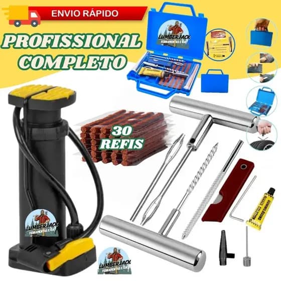 Reparo Pneu Profissional Bomba de Ar Pneu Maleta Completa Para Reparo de Pneu de Moto e Carros e Bicicleta