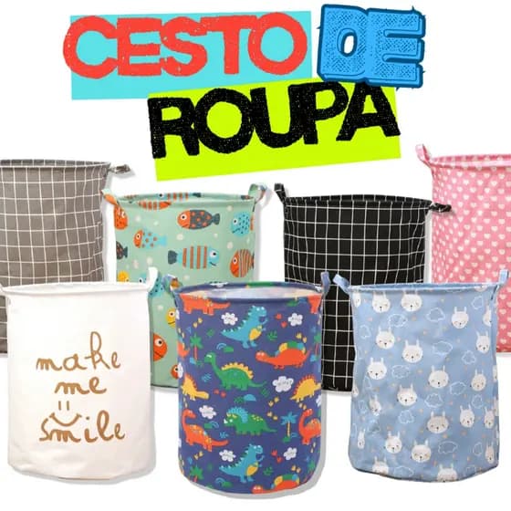 Cesto de Roupa Infantil Organizador Multiuso Retrátil 40L Dobrável