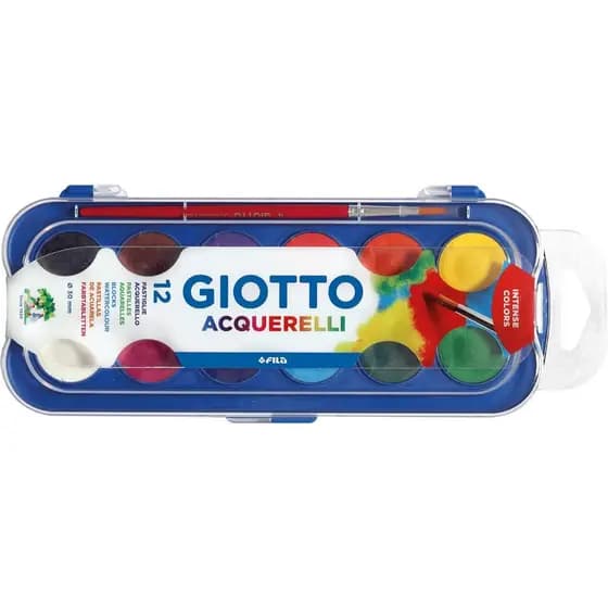 Estojo de Aquarela em Pastilha (30mm) Giotto - 12 Cores