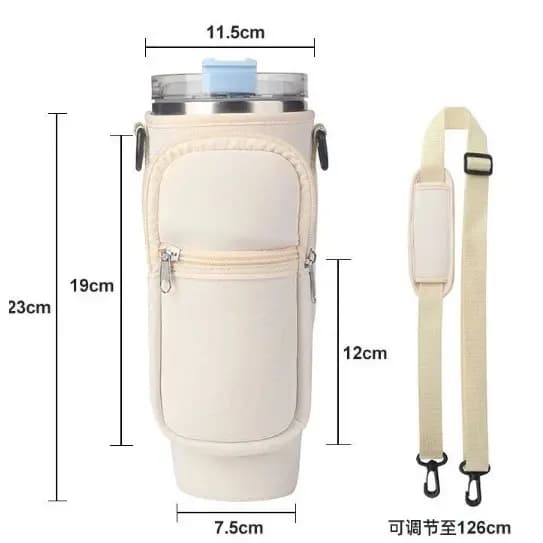 Porta Garrafa De Água Bolsa Manga Com 2 Bolsos E Alça Ajustável1200ml