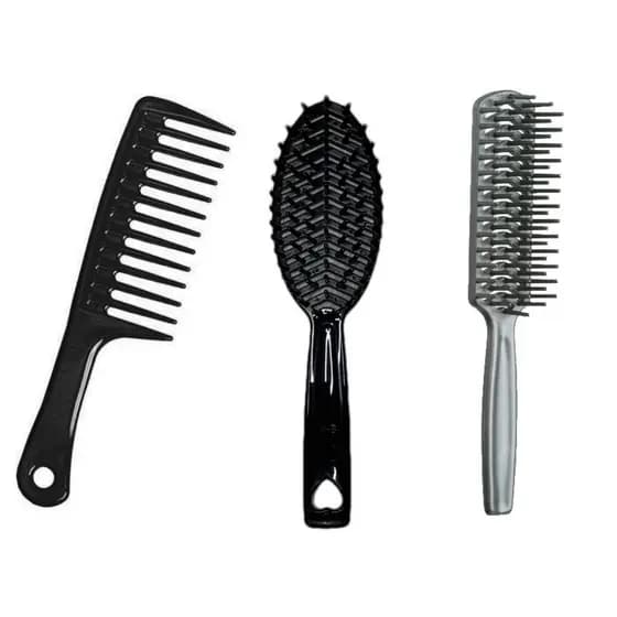 Kit Escova E Pente 3 PCS Escova Perola Jacaré Pente Desembaraçador Cabelo Cacheado Liso