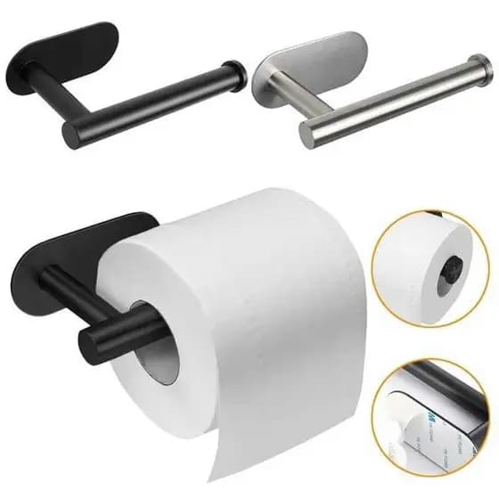Porta Papel Aço INOX Higiênico Cromado Para Parede e Sanitário Suporte Com Auto Adesivo 3M