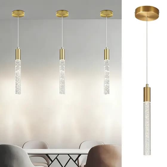 Lustre Cristal Bolha Dourado 33cm | LED 3 Tons Ajustável Bivolt 110/220V Sem Cintilação Decoração Sala Quarto Luxo