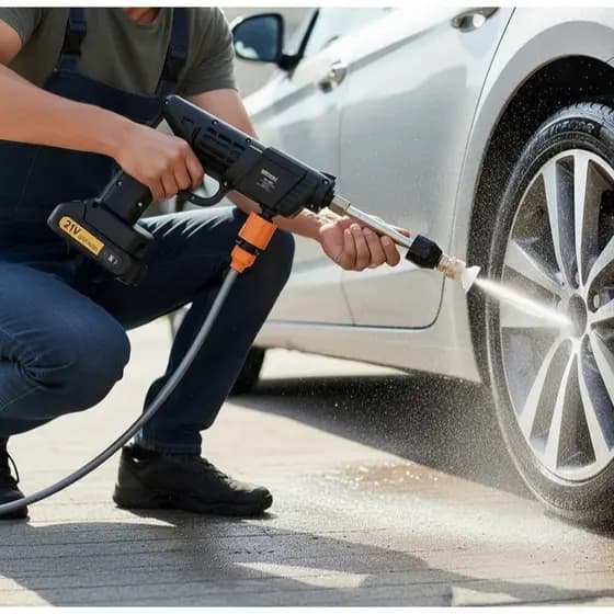Lavadora de Alta Pressão Recarregável 21V eficiência limpeza Carro pisos chao multiuso