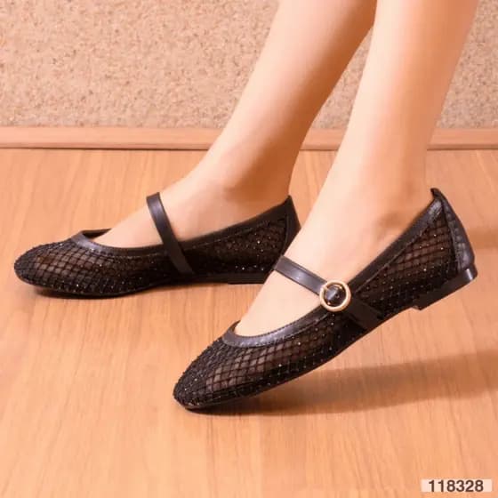Sapatilha Feminina Tela Dourada com Tira e Fivela Decorativa – Leve, Elegante e Atemporal
