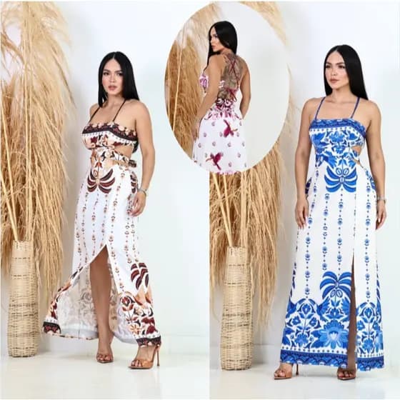 “Vestido Longo Feminino Estampado fresquinho...