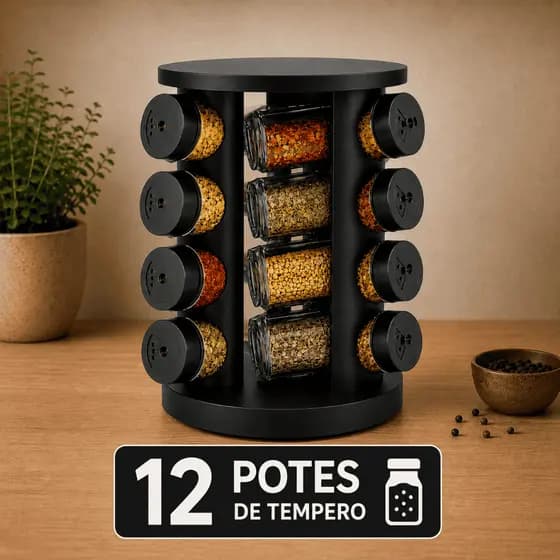 Porta Tempero Giratório12 Potes Organizador De Temperos 360° Cozinha Promoção Prremium