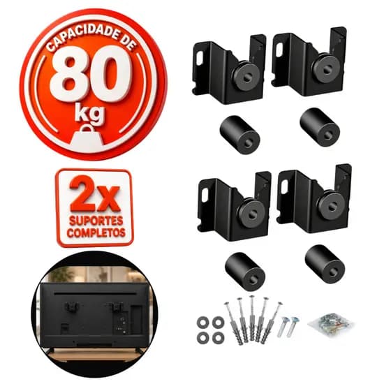 Kit Suporte TV Parede Universal Unidades Fixo Alta Durabilidade Kit Completo Fácil Instalação