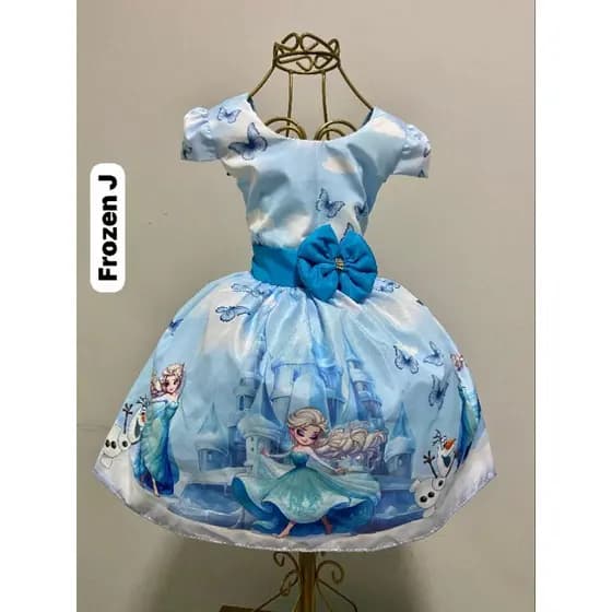 Vestido temático infantil festa aniversário personagem Frozen