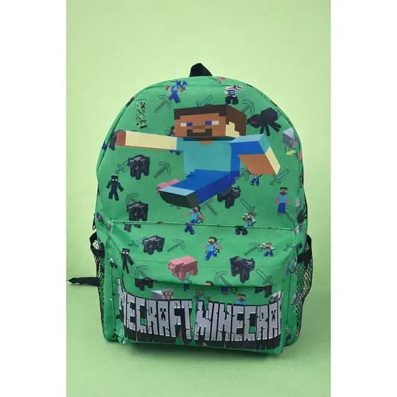 Mochila Escolar Minecraft Alça Regulável Bolso Lateral Grande